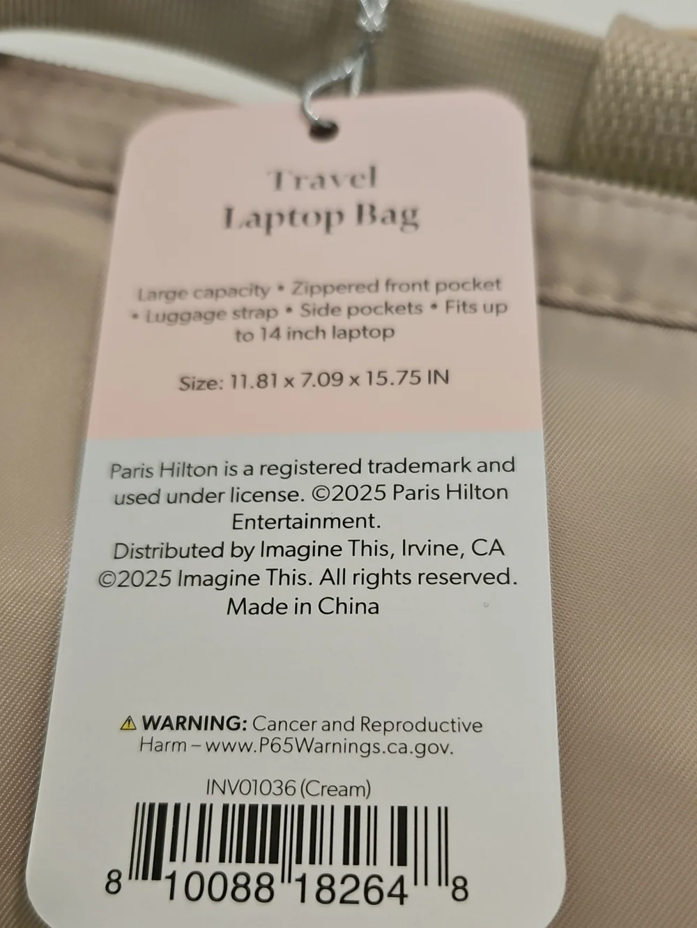 Paris Hilton Travel Laptop Bag NIB Tan Nylon Fits 14